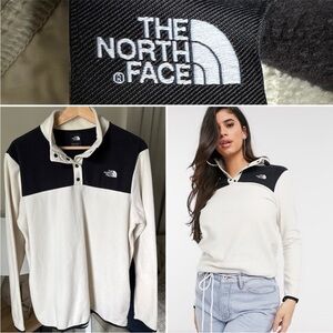 ❤️🔥The North Face - Black & Cream TKA Glacier Snap-Neck Pullover - L
